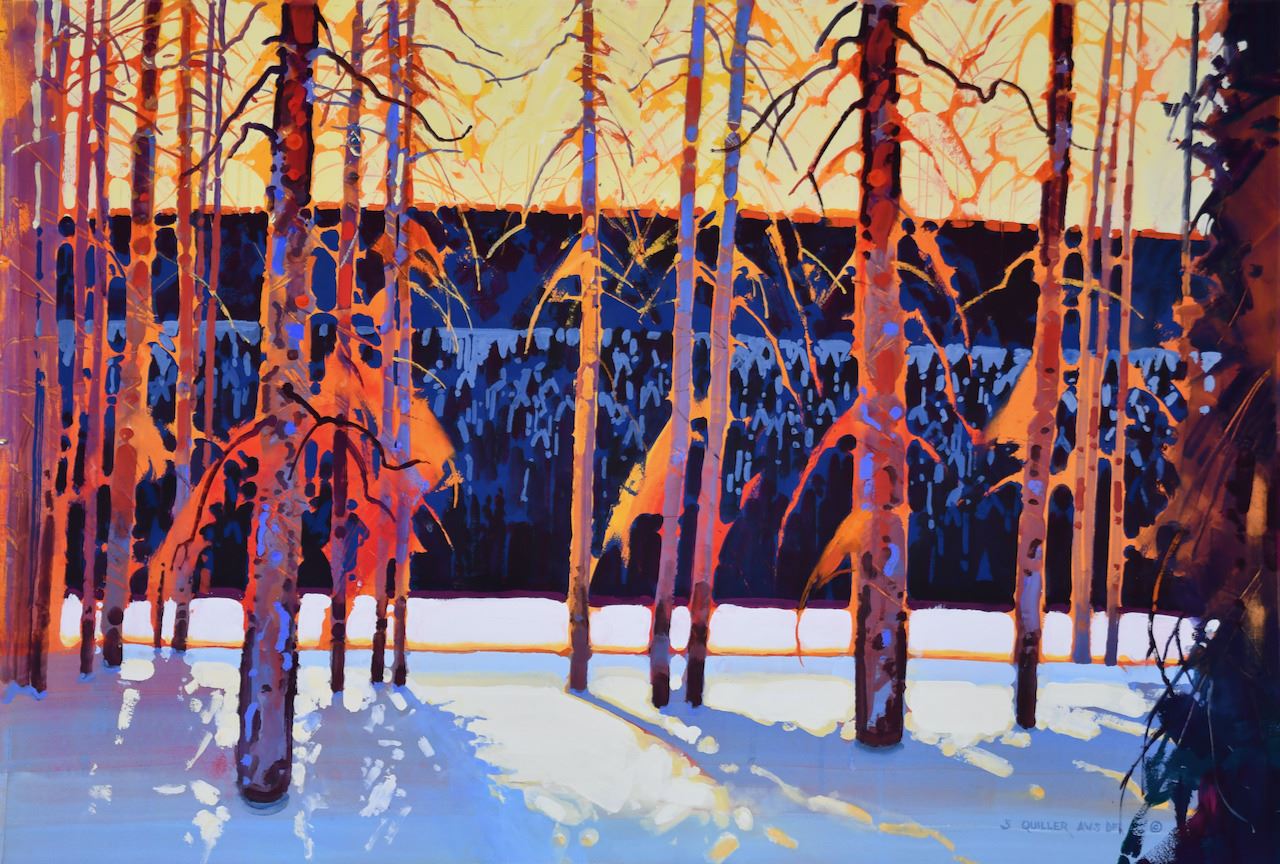 painting western mountain forests by Stephen Quiller